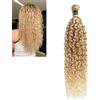 Larafona Extension di capelli umani ricci al 100% 8A, Remy, colore biondo miele, P27/613, 100 g/pezzo, 12in / 30 cm