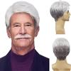 GNIMEGIL Parrucche corte bianche da uomo Ombre Silver Blanche Toupet | Costumi di Halloween anziano Kenny Rogers Riga laterale naturale Fibra sintetica Capelli per anziani