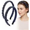 JIRVEX Set da 2 Cerchietti Dirndl blu - capelli donna elegante con perline scintillanti - Fermagli per capelli da cerimonia antiscivolo per acconciature, accessori prima comunione e outfit Oktoberfest