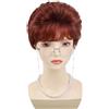 GNIMEGIL parrucche Auburn,corte e ricci per signore anziane,rosso-marrone | Halloween,abiti da nonna o da mamma,bianche da donna con occhiali, collana e catena per signore anzia,sintetici