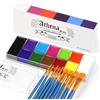 UCANBE Athena - Set di 12 colori e 10 pennelli per Halloween | 12 colori SFX per body painting, tra cui grandi colori nero/bianco e 10 pennelli. Ideale per cosplay