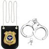 HAGNA 2 Pezzi Polizia Costume Accessori, Distintivo Polizia, Manette Polizia, Chiave, Per Feste Di, Costume Giochi Di Ruolo, Costume Di Halloween (B)