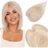 S-noilite Topper Capelli Veri Donna Frangia A Tendina #G5 Grigio - Base Lace 3x13cm Lavorata a Mano, Hair Topper Capelli Umani per Zone Diradate 10g 25cm