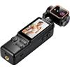 Generic 4K Handheld Vlog Camera Pocket Anti-Shake Videocamera portatile (nero) | Luce di riempimento Night-Ready, schermo verticale/orizzontale, WiFi, batteria 3000mAh, kit compatto per creatori in