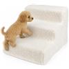 Baroni Home Scaletta per Cani e Gatti a 3 Gradini, Scalino per Letto e Divano, Struttura in PP Resistente, Rivestimento Morbido e Lavabile, Facile da Montare e Smontare, 35x45x30 cm, Beige