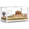 BORISI Gabbia per Criceti 80x40x40 cm a Incastro, Anti-Fuga, Bianca | Anti-morso,Telaio in acciaio,Pannelli PC chiari,Vista panoramica,Per criceti nani,Facile da pulire