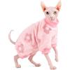 BOXIZ Felpa con cappuccio per gatti Devon Rex e Sphynx, vestiti per gatti autunnali e invernali in flanella floreale - Rosa XS