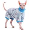 BOXIZ Felpa con cappuccio per gatti Devon Rex e Sphynx, vestiti per gatti autunnali e invernali in flanella floreale - Blu XL