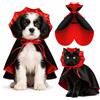 Hustge Costume di Halloween per cane e gatto, da vampiro, nero e rosso, S | Mantello Dracula per animali domestici, con colletto alto e doppia chiusura, costume da diavolo, per feste, fotografie