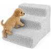 Baroni Home Scaletta per Cani e Gatti a 3 Gradini, Scalino per Letto e Divano, Struttura in PP Resistente, Rivestimento Morbido e Lavabile, Facile da Montare e Smontare, 35x45x30 cm, Grigio