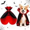 Hustge Costume di Halloween per cane e gatto, da vampiro, nero e rosso, M | Mantello Dracula per animali domestici, con colletto alto e doppia chiusura, costume da diavolo, per feste, fotografie