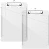 Piasoenc Confezione da 2 tavolette portablocco in plastica, con righello traslucido a basso profilo, forniture per ufficio, materiale scolastico, dimensioni lettera 22,9 x 32,5 cm, trasparente