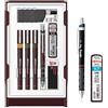 rOtring Isograph S0699370 - Set composto da 3 penne (0,20 mm, 0,30 mm, 0,50 mm) e portamine (0,5 mm), accessori, set con matita da 0,7 mm e ricariche