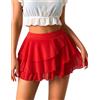 Avidlove Minigonna Plissettata Donna Sexy Rete Mesh Gonna con Pantaloncino | Vita Alta,Volant a Strati,Morbido e Confortevole,Elegante e Versatile,Outfit Festival,Vacanze al Mare,Feste,Quotidiane