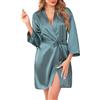 Sopesil Accappatoio da Donna in Raso Corto Abiti da Donna Sposa Abbigliamento da Notte Morbido Per Matrimoni, Scollo a V, S-XXL