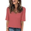 AirMood Maglietta da donna con scollo a V, estiva, casual, mezza manica, vestibilità ampia