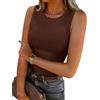 Cicy Bell Canotta da Donna Sexy con Scollo a U, Estiva, Slim Fit, a Coste, Camisole Basic Senza Maniche