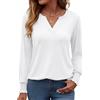 Gyabnw T Shirt Donna Scollo a V Maniche Lunghe a Sbuffo | Tessuto morbido, tinta unita, dettagli raffinati, modello versatile con gonne e pantaloni