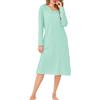 Wikoan Camicie da Notte da Donna Cotone Camicie da Notte con Scollo a V Camicia da Notte a Maniche Lunghe con Tasche S-3XL