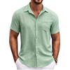 COOFANDY Camicia da Uomo a Maniche Corte Estiva Camicie Casual Leggera Camicia da Spiaggia vestibilità Regolare con Tasca sul Petto