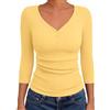 Aottori Maglia Donna Manica 3/4 Scollo V T Shirt Bottoni Coste Elegante | Maglie scolli a V bottoncini, Magliette costine elastiche, Tops basic slim fit, intimo casual per uso quotidiano
