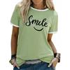 Aottori Maglietta Donna T Shirt Manica Corta Misto Cotone Stampa Sorriso | Misto cotone morbido ed elasticizzato, girocollo, stampa sorriso frontale, vestibilità regular per estate e tempo