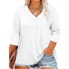 Fisoew Maglietta da Donna con Maniche a 3/4, con Scollo a V, con Bottone, Oversize, a Maniche Corte