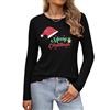 Gyabnw Maglietta Natale Donna Maniche Lunghe Elegante T-Shirt Girocollo Magliette Natale Donna Cotone Moda Camicia Top Casual Tee