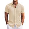 COOFANDY Camicia da uomo a maniche corte, elasticizzata, casual, con bottoni, vestibilità regolare, per l'estate, la spiaggia, le vacanze