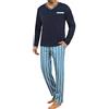 Demegimi Pigiama Uomo Invernale Cotone Leggero Pigiama da Uomo a Righe Pigiami Due Pezzi da Uomo a Maniche Lunghe con Scollo a V e Pantaloni