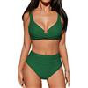 CUPSHE Bikini da donna, effetto avvolgente, con ferretto push up, mutande a vita alta, costume da bagno a 2 pezzi, moda mare