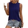 Totatuit Canotta Donna Estiva Basic Top in Cotone Elegante Blusa Girocollo Senza Maniche Casual a Pieghe Camicia T-Shirt Tinta Unita