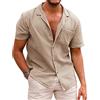 COOFANDY Camicia Hawaiana a Maniche Corte Camicia Estiva a Maniche Corte Camicia in Lino da Uomo