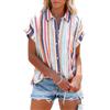 Cicy Bell Camicetta da Donna a Maniche Corte con Scollo a V e Bottoni, Top Estivo Casual