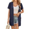 Totatuit Kimono Donna Copricostume Estivo Leggero Cardigan Manica Corta Maglia Sottile Bikini Cover Up con Tasche