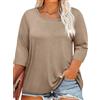 Cicy Bell Top estivo oversize da donna con scollo rotondo, taglie forti a 3/4