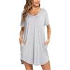 Aseniza Camicia da Notte Donna Maniche Corte Vestito Cotone Estivo Casual da Donna con Scollo a V Pigiama Comodo Ampio Tinta Unita Abbigliamentoda casa S-XXL