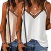 Ekouaer 2 Pezzi Canotta da Donna in Raso Senza Maniche Camicette Canotta Maglietta Tops Scollo a V S-XXL