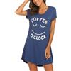 Ekouaer Camicia da Notte Donna Maniche Corte Scollo Tondo XS-2XL | lunghezza al ginocchio abito da casa, linea a pigiami da donna, base vestiti per casa, stampa gattini, morbido e confortevole