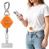 Dadanism Cordino Retrattile Antifurto per Telefono n Acciaio, Arancione | con Moschettone Resistente e Linguetta Metallica Girevole a 360° per Escursioni, Pesca, Arrampicata,