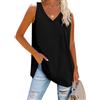 Fisoew Canottiera da donna con scollo a V, top estivo, basic, casual, camicetta