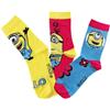 Minions - Set 3 Paia di Calzini per Bambina, in Cotone (Pack 1, Taglia 31-34)