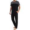 Uniexcosm Pigiama Uomo in Cotone, Completo Due Pezzi con Maglia a Maniche Corte e Pantaloni Lunghi