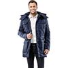 Vincenzo Boretti giubbotto-cappotto invernale lungo uomo, disegno di parka elegante casual, molto caldo, cappuccio e grandi tasche con fodera morbida, antivento
