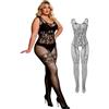 ohyeahlady Bodystocking da Donna Curvy Aperto Body Sexydonna Lingerie a Rete Taglie Forti Collant Pigiami Camicia da Notte Elasticizzato Completi Intimi Catsuit Fishnet