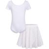 Bricnat Abbigliamento da Balletto per Ragazze Vestito da Balletto Body da Balletto per Bambini Manica Corta Manica Lunga Vestito da Ballo per Body da Ballo in Cotone con tutù 2-10 Anni