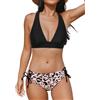 CUPSHE, Bikini da donna, costume da bagno a due pezzi, scollo a V, top a triangolo con spalline larghe, incrocio sul retro, con lacci, vita media