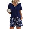 Aseniza Pigiama Donna Estivo Cotone Corto Set Pigiami Donna in Pizzo Manica Corta Leggero Due Pezzi Elegante Traspirante Morbido