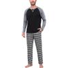 Litherday Pigiama Uomo Invernale Cotone Lungo a Quadri Set Notte per Casa | Cotone morbido, set con maglia lunga e pantaloni a quadri, tasche e coulisse, facile lavaggio, per notte, casa e relax