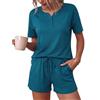 Aseniza Pigiama Donna Corto Pigiama Set Estivo in Cotone Due Pezzi da Notte a Maniche Corte e Pantaloncini Loungewear Casual da Casa Morbido Confortevole Leggero S-XXL